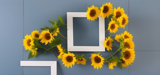Frame with sunflowers, Generative AI