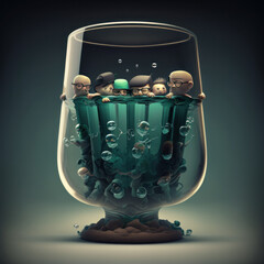 people in glass