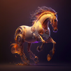 Obraz na płótnie Canvas glimps of a powerful horse with mechanical body