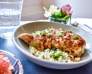 Braised French Onion Chicken Breast with Rice 