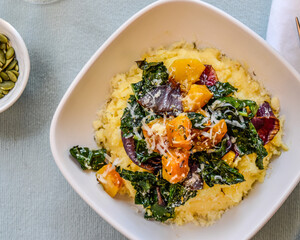 Creamy Polenta with Roasted Butternut Squash and Kale
