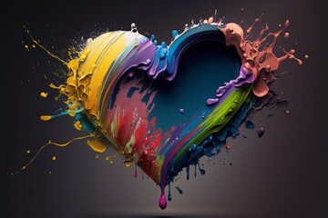 Colorful heart with paint splashes