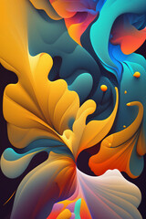 Generative AI illustration of an abstract organic multicolored background wallpaper design.