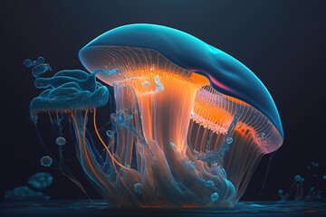 Glowing jellyfish. AI Generative