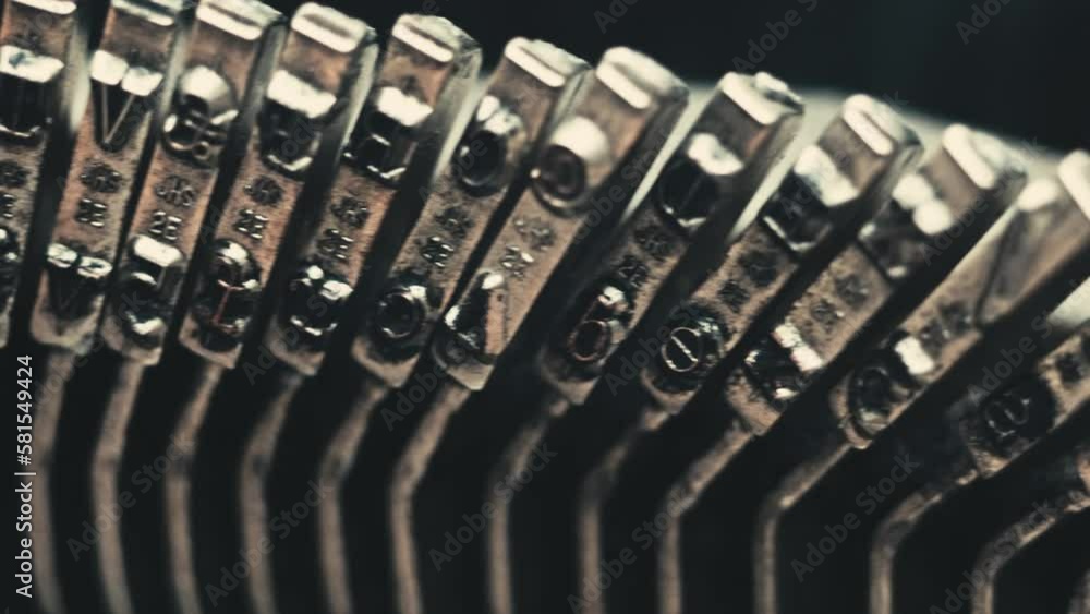 Poster typo keys of a old manual typewriter on a retro writing machine, close up view