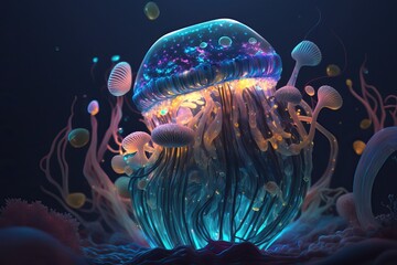 Naklejka premium Glowing jellyfish