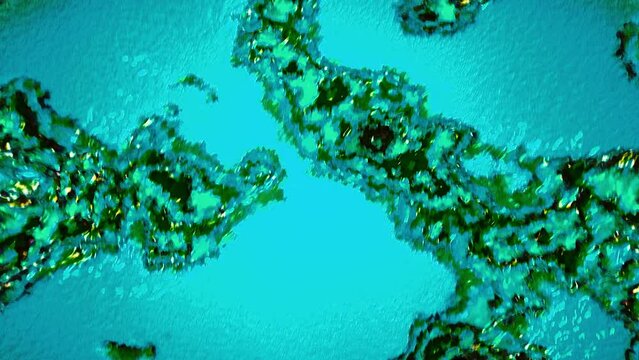 Abstract moving microbes spreading all over the screen. Motion. Concept of microbiology and medicine.