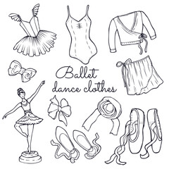 Ballet dance clothes set illustration drawn by hand - obrazy, fototapety, plakaty