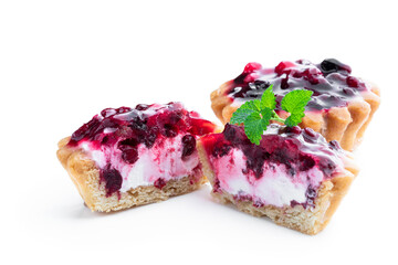 Delicious fruit tarts isolated on white