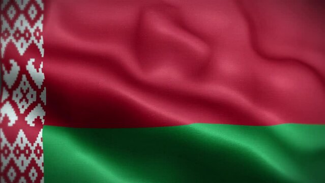 4K Textured Flag of Belarus Animation Stock Video - Belarusian Flag Waving in Loop - Highly Detailed Belarus Flag Stock Video