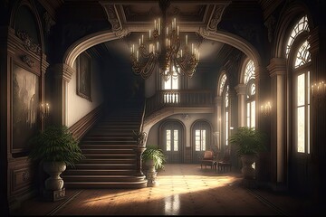 Obraz premium Entrance Hall in Victorian Style 4. Generative AI