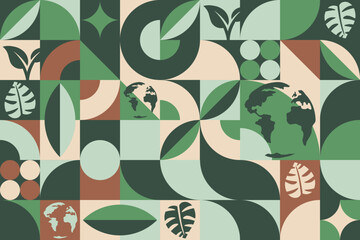 Earth Day. April 22. Seamless geometric pattern. Template for background, banner, card, poster. Vector EPS10 illustration.