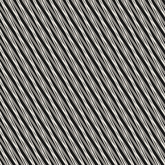 Obraz premium Vector seamless pattern with crossing lines, diagonal intersecting stripes, threads. Simple abstract black and white geometric texture. Monochrome background. Repeat design for decor, fabric, print