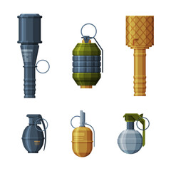 Grenade and Shell as Explosive Weapon Vector Set