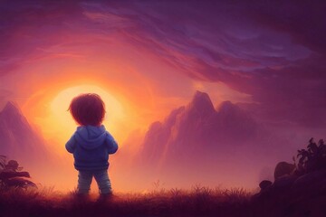 child in the sunset