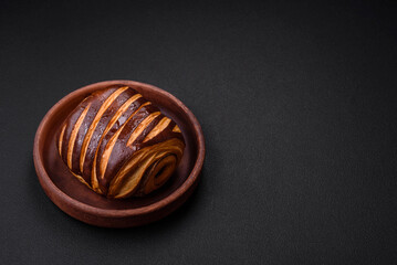 Delicious sweet crispy fresh baked cinnamon bun
