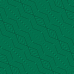 Geometric lines seamless pattern. Retro style vector texture with diagonal stripes, chevron, zigzag, quirky lines. Abstract green linear graphic background. Sport style ornament. Repeat geo design