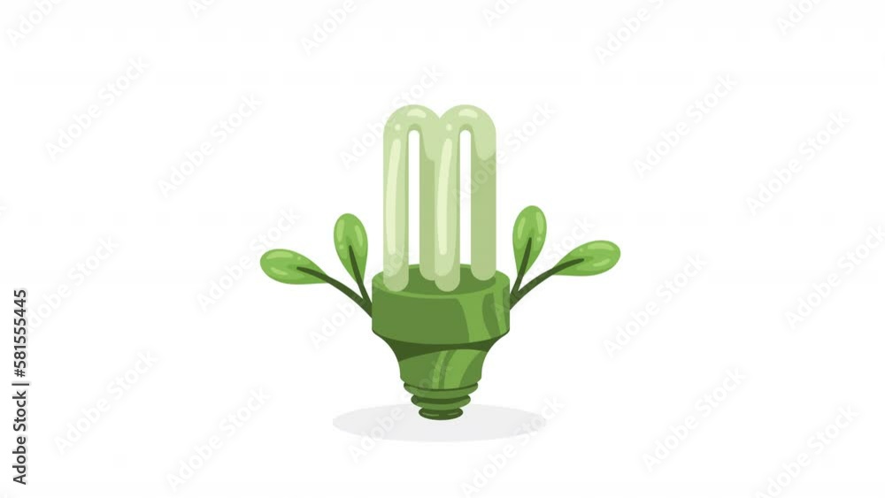 Poster saving bulb with leafs animation