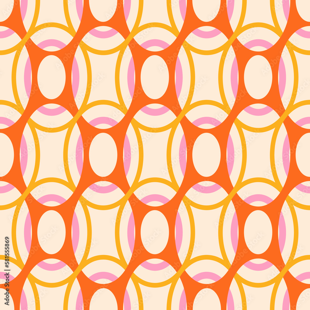 Poster groovy seamless pattern. retro circle background. repeating vintage geometric design for prints. mat