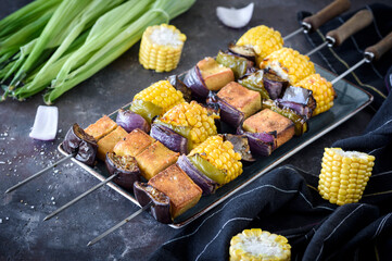 Colorful vegetarian skewers  