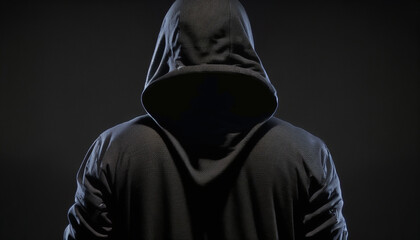 Fototapeta na wymiar hooded man, hacker, generative ai