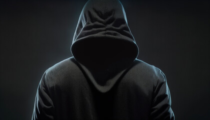 Obraz na płótnie Canvas hooded man, hacker, generative ai