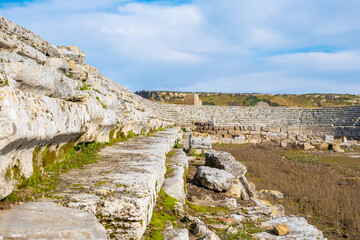 The ruins of the ancient city of Perge. Perge is an ancient Greek city on the southern Mediterranean coast of Turkey