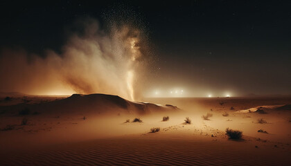 sandstorm in the night desert, generative ai