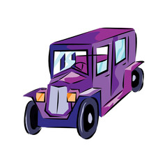 Hand Drawn colourful isolated muscle car in cartoon style with creative design colours. Vector illustration EPS10