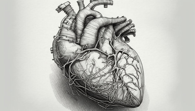 human heart, pencil drawing, generative ai