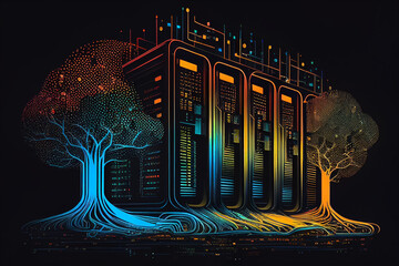 High-tech data center servers. Generative AI.
