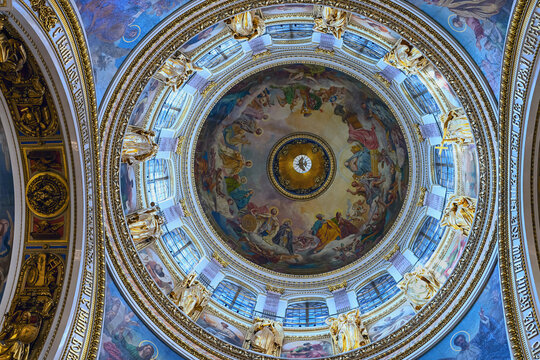 St. Petersburg - Russia - March 15, 2020 - view of the plafond of the Orthodox St. Isaac's Cathedral