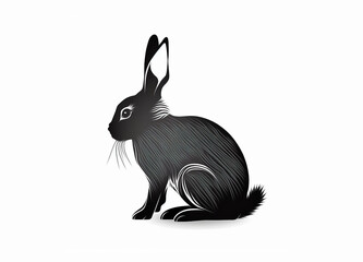 Rabbit on a white background 2D flat image.