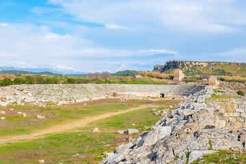 The ruins of the ancient city of Perge. Perge is an ancient Greek city on the southern Mediterranean coast of Turkey