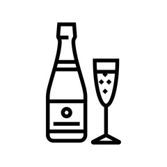 champagne drink bottle line icon vector illustration