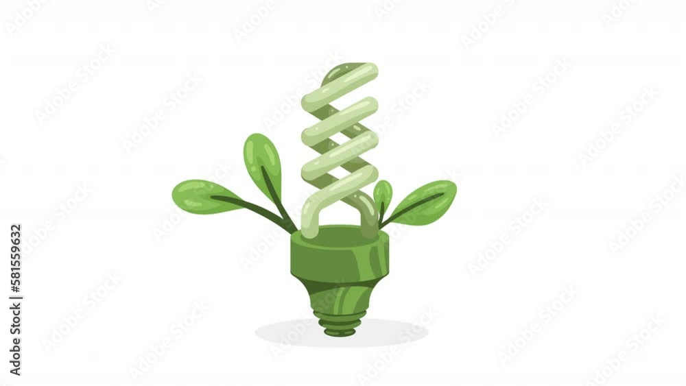 Poster saving bulb with leafs animation