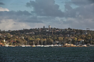 View of Vaucluse suburb on the South Head peninsula of Port Jackson-Sydney Harbour. NSW-Australia-552