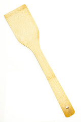 Wooden kitchen spatula isolated on white background