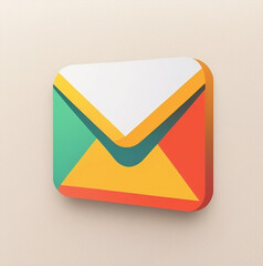 3D postal envelope on a beige background. ai illustration