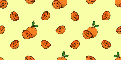 Fototapeta na wymiar Seamless orange fruits pattern wallpaper