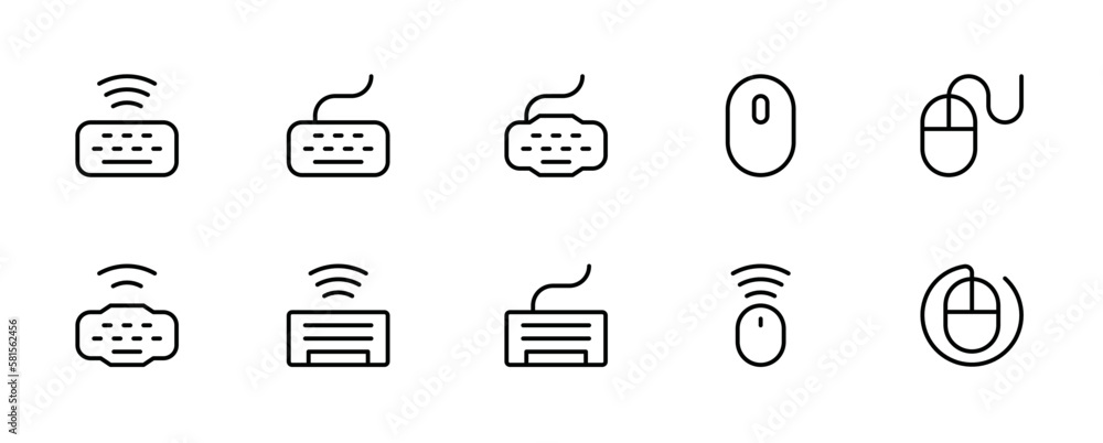 Aufkleber keyboard and mouse icon in different style vector illustration. two colored and black keyboard and m