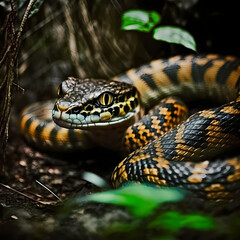 Obraz premium Snake : Tiger Snake, Generative AI