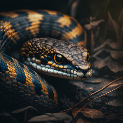 Obraz premium Snake : Tiger Snake, Generative AI