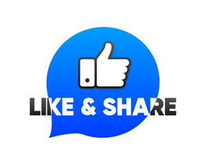 Like and Share banner. The thumbs up. Social media concept. Button Icon of Social Media. Vector illustration.