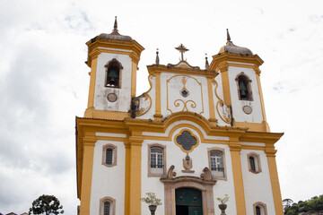 Façade of Our Lady of Conceição de Antônio Dias Sanctuary in Ouro Preto, Minas Gerais, Brazil -- Fachada da Igreja Matriz - Santuário de Nossa Senhora da Conceição de Antônio Dias, em Ouro Preto, MG