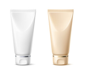 Plastic tube with flip lid mockup. Cosmetic package container blank template