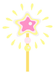 Magic wand. Cute fairy stick with shiny star in cartoon style