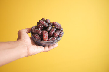 Close up of many date fruit on table 
