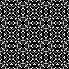 Black and white seamless pattern texture. Greyscale ornamental graphic design. Mosaic ornaments. Pattern template. Vector illustration. EPS10.