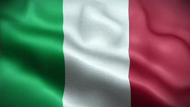 4K Textured Flag of Italy Animation Stock Video - Italian Flag Waving in Loop - Highly Detailed Italy Flag Stock Video